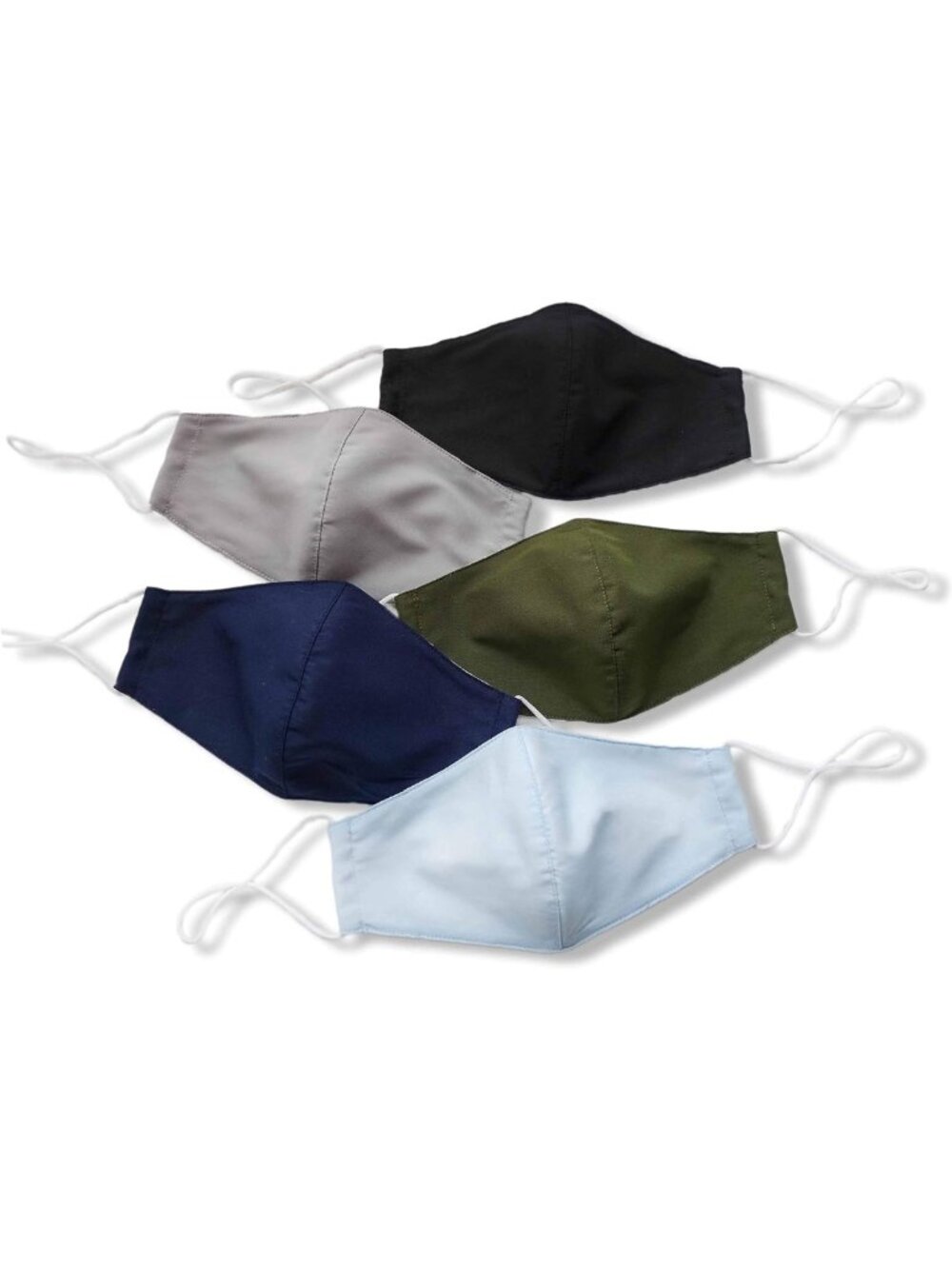Adjustable Cotton Reusable Face Masks with Filter Pocket & Ear Loops - 3 Pack